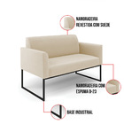 Sofá 2 Lugares Namoradeira Marisa Aço Industrial Preto Suede