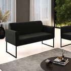 Sofá 2 Lugares Namoradeira Marisa Aço Industrial Preto Suede