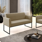 Sofá 2 Lugares Namoradeira Marisa Aço Industrial Preto Suede