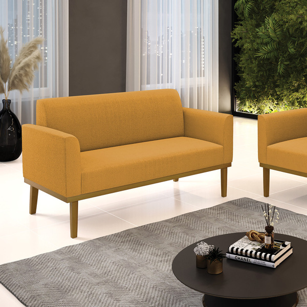 Sofá 2 Lugares Namoradeira Marisa Base Madeira Castanho Boucl