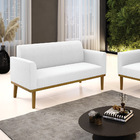 Sofá 2 Lugares Namoradeira Marisa Base Madeira Castanho Boucl