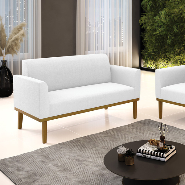 Sofá 2 Lugares Namoradeira Marisa Base Madeira Castanho Boucl