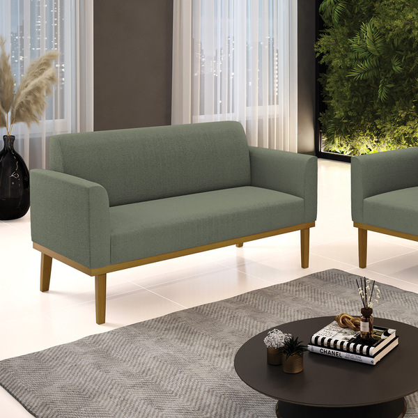 Sofá 2 Lugares Namoradeira Marisa Base Madeira Castanho Boucl