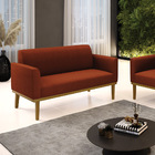 Sofá 2 Lugares Namoradeira Marisa Base Madeira Castanho Boucl