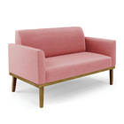 Sofá 2 Lugares Namoradeira Marisa Base Madeira Castanho Suede