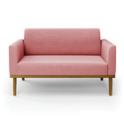 Sofá 2 Lugares Namoradeira Marisa Base Madeira Castanho Suede