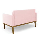 Sofá 2 Lugares Namoradeira Marisa Base Madeira Castanho Suede
