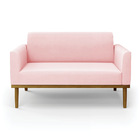 Sofá 2 Lugares Namoradeira Marisa Base Madeira Castanho Suede