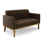 Sofá 2 Lugares Namoradeira Marisa Base Madeira Castanho Suede