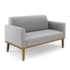 Sofá 2 Lugares Namoradeira Marisa Base Madeira Castanho Suede