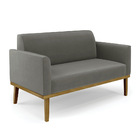 Sofá 2 Lugares Namoradeira Marisa Base Madeira Castanho Suede