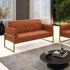 Sofá 2 Lugares Namoradeira Marisa Industrial Alta Dourada Sin