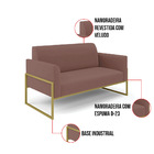 Sofá 2 Lugares Namoradeira Marisa Industrial Alta Dourada Vel