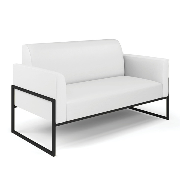 Sofá 2 Lugares Namoradeira Marisa Industrial Alta Preto Sinté