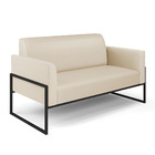 Sofá 2 Lugares Namoradeira Marisa Industrial Alta Preto Sinté