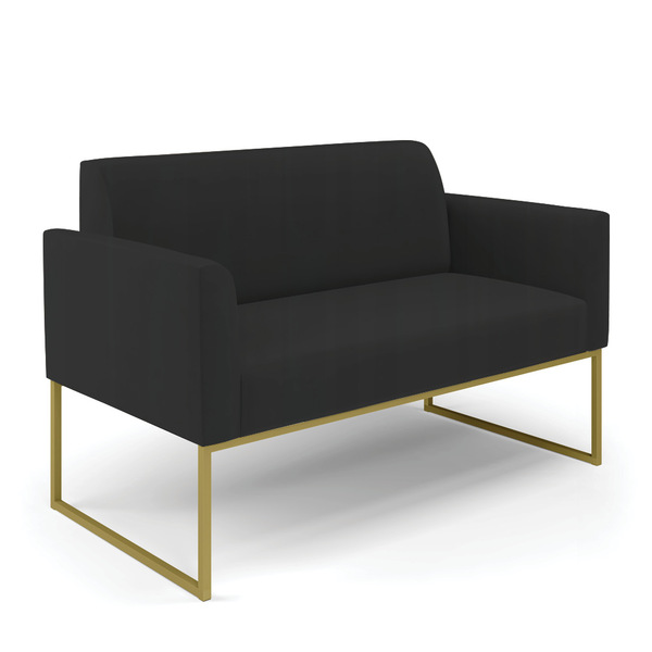 Sofá 2 Lugares Namoradeira Marisa Industrial Dourado Veludo D