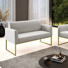Sofá 2 Lugares Namoradeira Marisa Industrial Dourado Veludo D