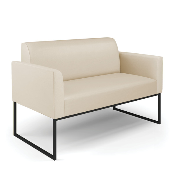 Sofá 2 Lugares Namoradeira Marisa Industrial Preto Sintético