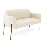 Sofá 2 Lugares Namoradeira Marisa Pé Aço Dourado Veludo D03 -