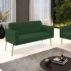 Sofá 2 Lugares Namoradeira Marisa Pé Aço Dourado Veludo D03 -