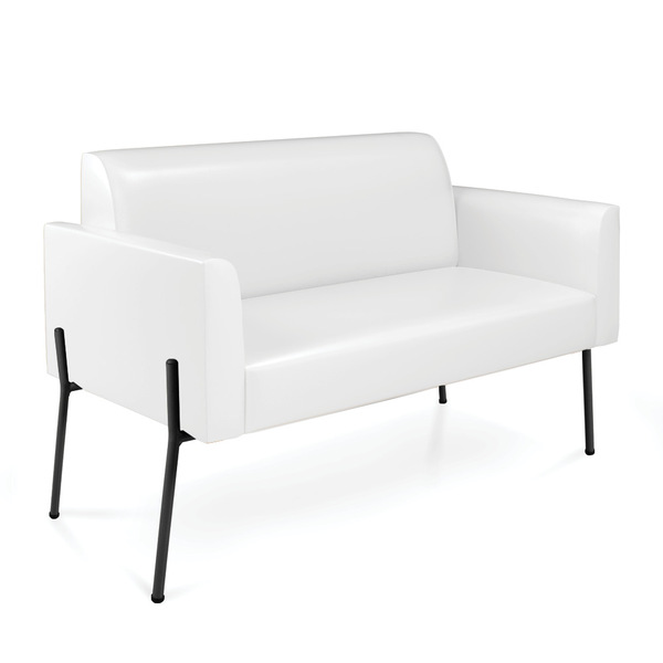 Sofá 2 Lugares Namoradeira Marisa Pé Aço Preto Sintético Pu D