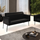 Sofá 2 Lugares Namoradeira Marisa Pé Aço Preto Sintético Pu D