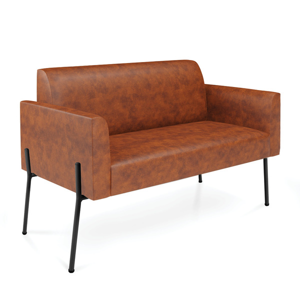 Sofá 2 Lugares Namoradeira Marisa Pé Aço Preto Sintético Pu D