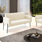 Sofá 2 Lugares Namoradeira Marisa Pé Aço Preto Veludo D03 - D