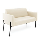 Sofá 2 Lugares Namoradeira Marisa Pé Aço Preto Veludo D03 - D