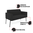 Sofá 2 Lugares Namoradeira Marisa Pé Aço Preto Veludo D03 - D