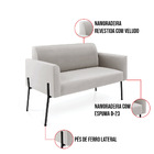 Sofá 2 Lugares Namoradeira Marisa Pé Aço Preto Veludo D03 - D