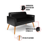 Sofá 2 Lugares Namoradeira Marisa Pé Palito Castanho Sintétic