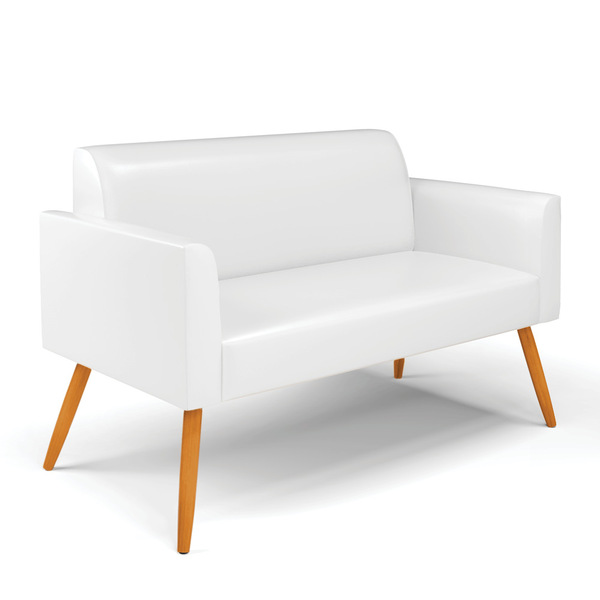 Sofá 2 Lugares Namoradeira Marisa Pé Palito Castanho Sintétic