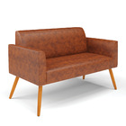 Sofá 2 Lugares Namoradeira Marisa Pé Palito Castanho Sintétic