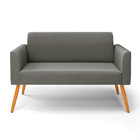 Sofá 2 Lugares Namoradeira Marisa Pé Palito Castanho Suede Gr