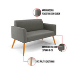 Sofá 2 Lugares Namoradeira Marisa Pé Palito Castanho Suede Gr