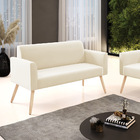 Sofá 2 Lugares Namoradeira Marisa Pé Palito Natural Veludo D0