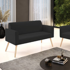 Sofá 2 Lugares Namoradeira Marisa Pé Palito Natural Veludo D0