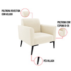 Sofá 2 Lugares Namoradeira Marisa Pé Villach Preto Veludo D03