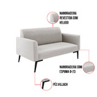 Sofá 2 Lugares Namoradeira Marisa Pé Villach Preto Veludo D03