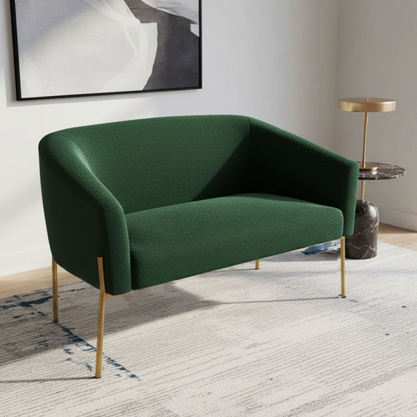 Sofá 2 Lugares Namoradeira Pé De Ferro Dourado Stella Bouclê