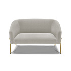 Sofá 2 Lugares Namoradeira Pé De Ferro Dourado Stella Bouclê