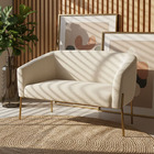 Sofá 2 Lugares Namoradeira Pé De Ferro Dourado Stella Bouclê