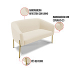 Sofá 2 Lugares Namoradeira Pé De Ferro Dourado Stella Linho D