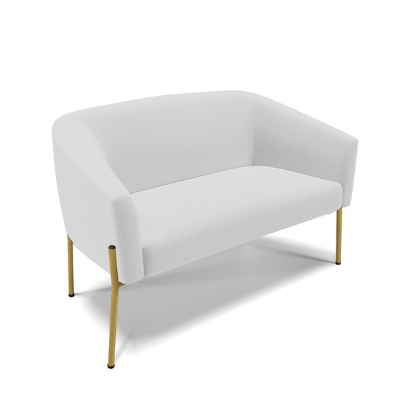 Sofá 2 Lugares Namoradeira Pé De Ferro Dourado Stella Linho D