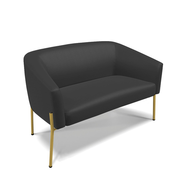 Sofá 2 Lugares Namoradeira Pé De Ferro Dourado Stella Sintéti