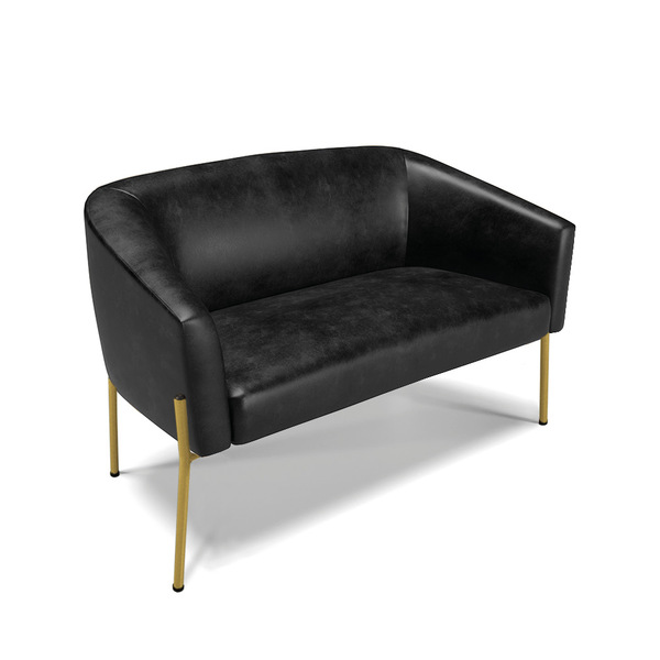 Sofá 2 Lugares Namoradeira Pé De Ferro Dourado Stella Sintéti