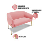 Sofá 2 Lugares Namoradeira Pé De Ferro Dourado Stella Suede D