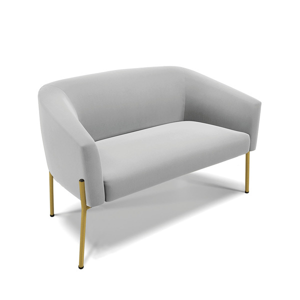 Sofá 2 Lugares Namoradeira Pé De Ferro Dourado Stella Suede D