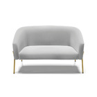 Sofá 2 Lugares Namoradeira Pé De Ferro Dourado Stella Suede D